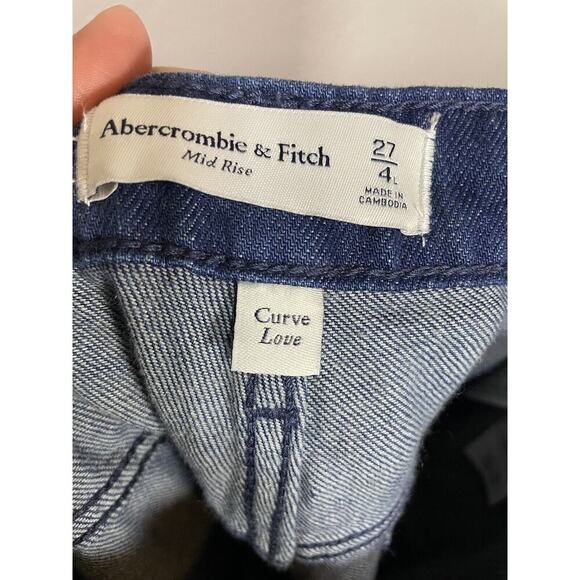 Abercrombie & Fitch Mid Rise Wide Leg Dark Wash Jeans Size 27 Long NWT - Picture 7 of 9